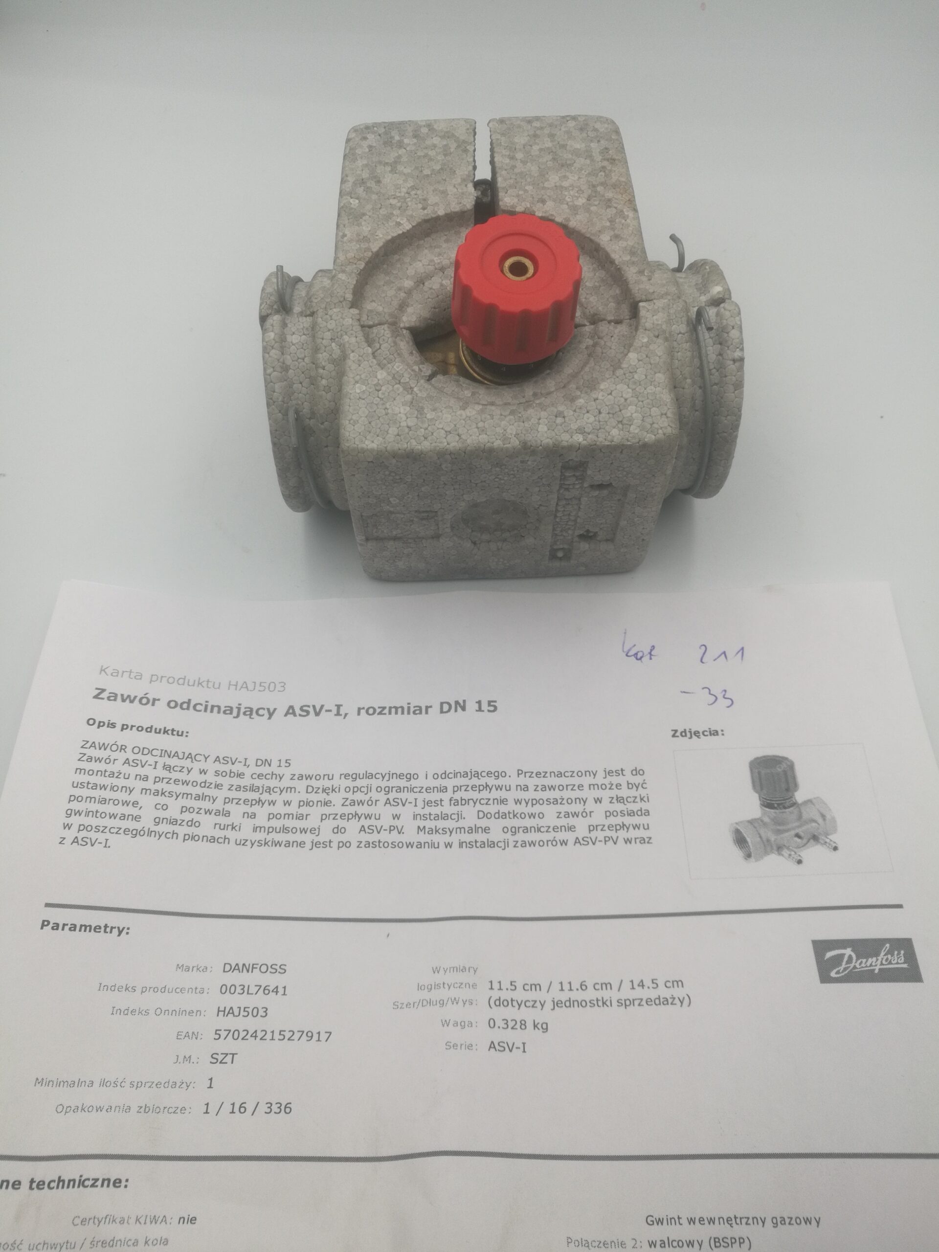 Danfoss Automatyczny zawór odcinający ASV-I DN15