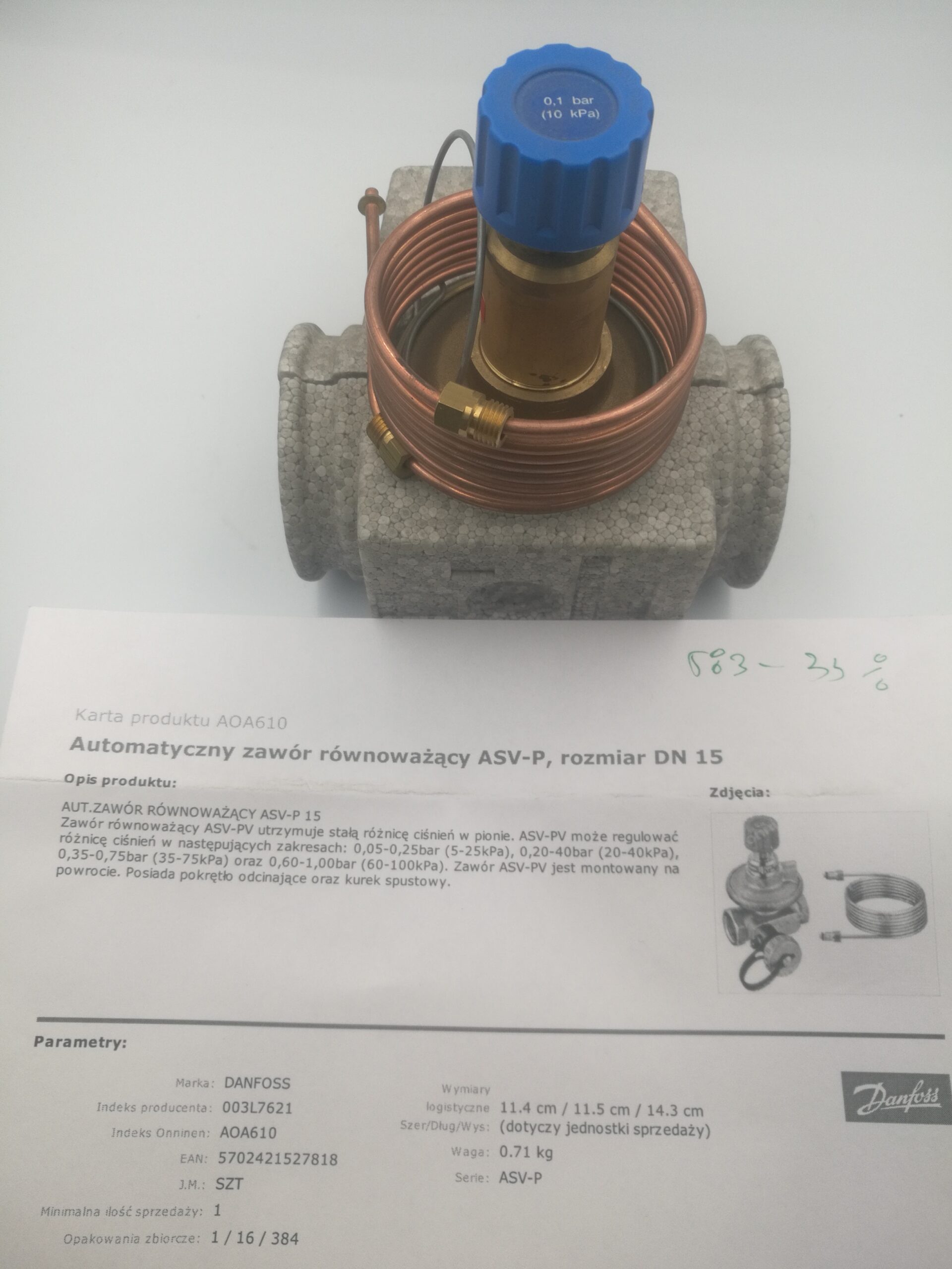 Danfoss Automatyczny zawór równoważący ASV-P DN 15